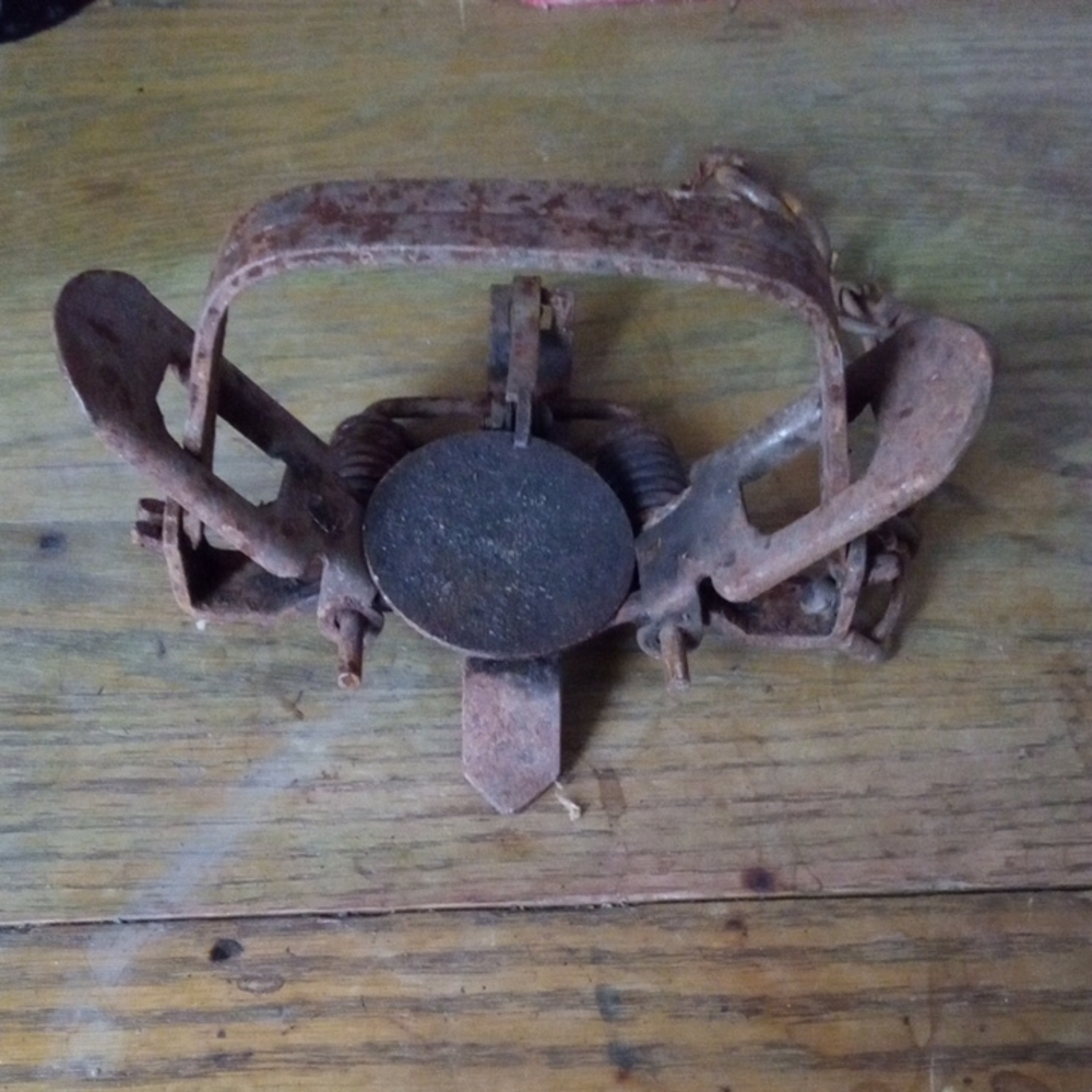 Antique Rusty Brown Metal Trap Decor